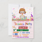 Mad Science Birthday Party Invitation for Girl Kaart (Voorkant)