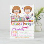 Mad Science Birthday Party: Uitnodiging voor meisj (Staand voorkant)