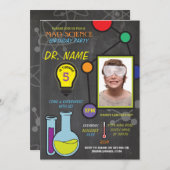 Mad Science Boys meisjes Verjaardag Atomen Uitnodi Kaart (Voorkant / Achterkant)