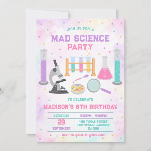 Mad Science Experiment Birthday Party Invitation Kaart (Voorkant)