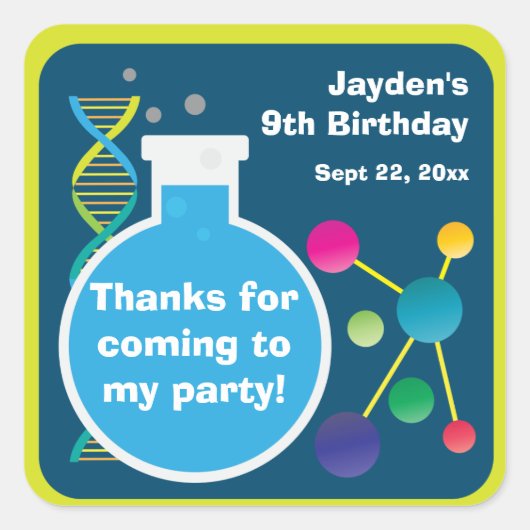 Mad Science Lab Birthday Party Favor Vierkante Sticker (Voorkant)