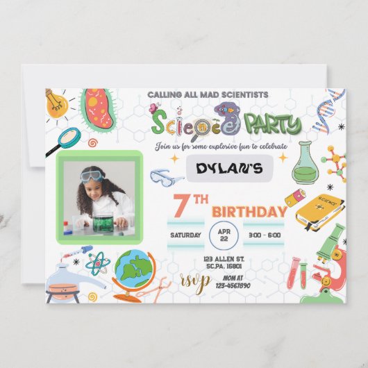 Mad Science Party, scientifique Invitation d'anniv (Devant)
