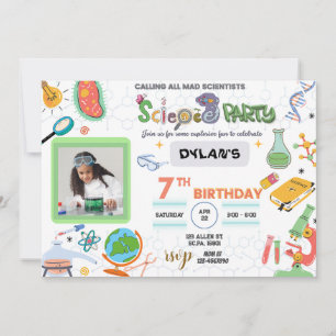 Mad Science Party, Scientist Birthday Invitation Kaart