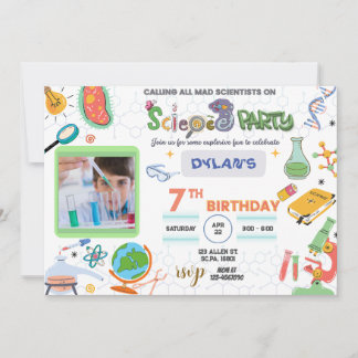 Mad Science Party, Scientist Birthday Invitation Kaart