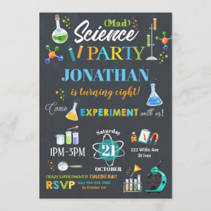 Mad Science Party verjaardagsuitnodiging jongen Kaart