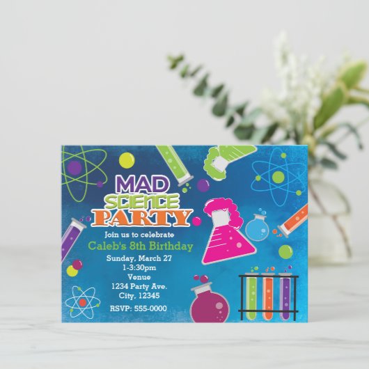Mad Science Scientifique Invitations de fête d'ann (Debout devant)