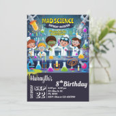 Mad Science verjaardagsuitnodiging voor jongen en Kaart (Staand voorkant)
