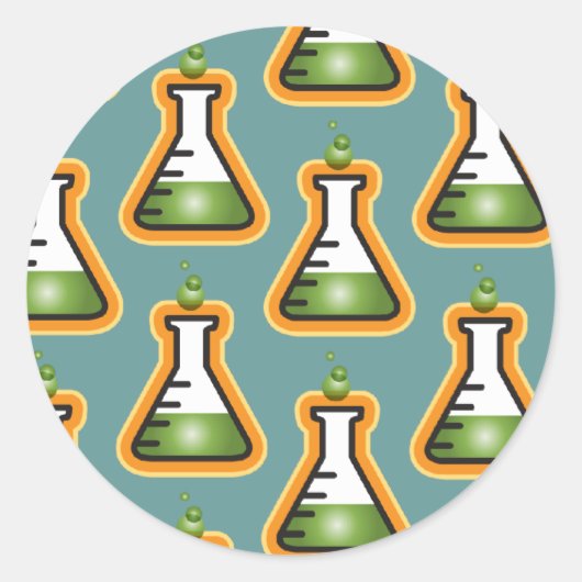 Mad Scientist Beakers Ronde Sticker (Voorkant)