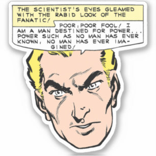 Mad Scientist bedreigt  stripboekpanel Sticker