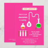 Mad Scientist Birthday Party Invitation Kaart (Voorkant / Achterkant)