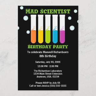 Mad Scientist Colorful Test Tubes Birthday Party Kaart