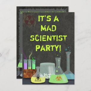 Mad Scientist Party Invitation Kaart