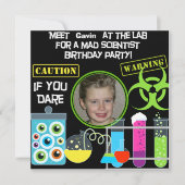 Mad Scientist verjaardagsfeestje 2 uitnodigingen (Voorkant)