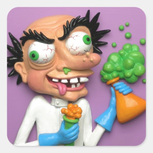 Mad Scientist Vierkante Sticker (Voorkant)