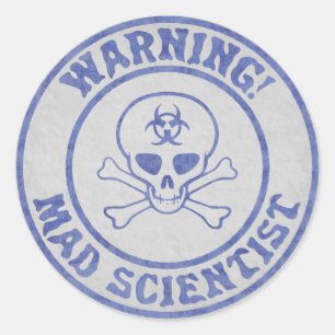 Mad Scientist Warning Ronde Sticker