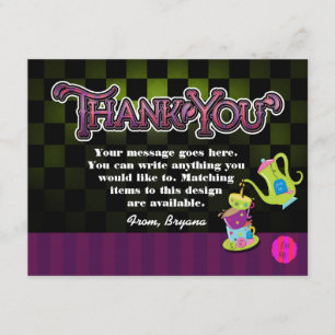 MAD TEA PARTY Wonderland Birthday DANK You Card Bedankkaart