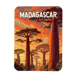 Madagascar Illustratie Reis Kunst Vintage Magneet