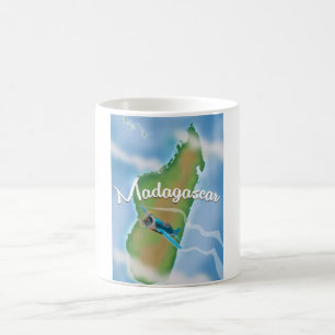 Madagascar Kaart vintage reisposter. Koffiemok