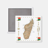 Madagaskar-kaart + Vlaggen Magnet Magneet (Voorkant / Achterkant)