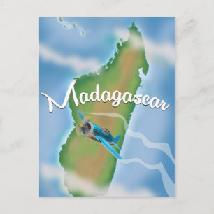 Madagaskar landschap vintage reisposter. briefkaart