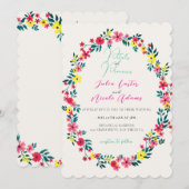 Madagaskar Roze Periwinkle bloemen krans bruiloft Kaart (Voorkant / Achterkant)