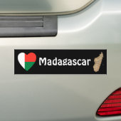 Madagaskar Vlag Hart + Kaart Bumpersticker (Op auto)