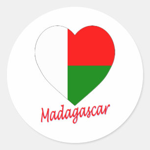 Madagaskar vlag hart ronde sticker