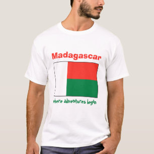 Madagaskar-vlag + Kaart + Tekst T-shirt