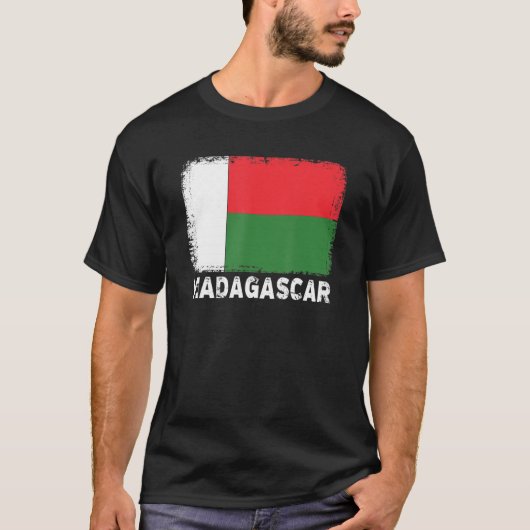 Madagaskar-vlag ondersteunt Malagassische mensen V T-shirt (Voorkant)