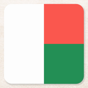 Madagaskar Vlag Vierkante Kartonnen Onderzetter