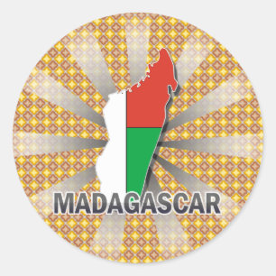 Madagaskar-vlaggenkaart 2.0 ronde sticker