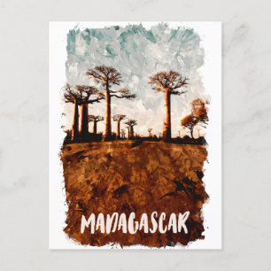 Madagaskarlaan van het Baobabs-landschap Briefkaart