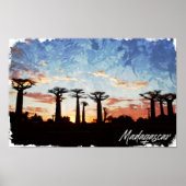 Madagaskarlaan van het Baobabs Panorama-Uitzicht Poster (Voorkant)