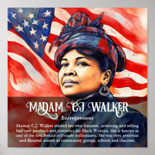 Madam CJ Walker Zwart Geschiedenis Maand Klaslokaa Poster