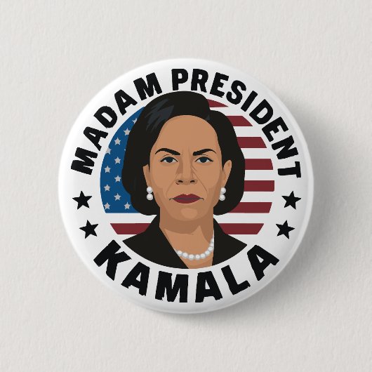 Madam President Kamala Harris Ronde Button 5,7 Cm (Voorkant)
