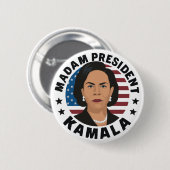 Madam President Kamala Harris Ronde Button 5,7 Cm (Voorkant /achterkant)