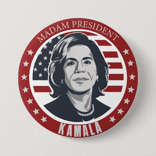 Madam President Kamala Harris Ronde Button 7,6 Cm (Voorkant)