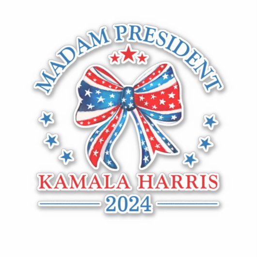 Madam President Kamala Harris Vinyl Cut Sticker (Voorkant)