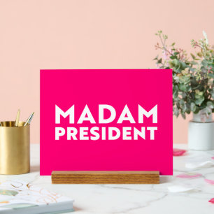 Madam President moderne typografie wit heet roze Acryl Bord