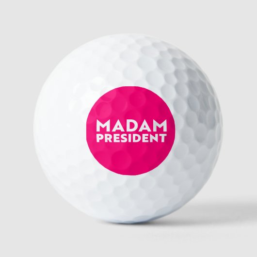 Madam President moderne typografie wit heet roze Golfballen (Voorkant)