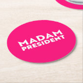Madam President moderne typografie wit heet roze Ronde Kartonnen Onderzetter (Gebogen)