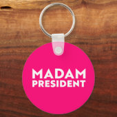 Madam President moderne typografie wit heet roze Sleutelhanger (Voorkant)