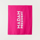 Madam President moderne typografie wit heet roze Wandkleed (Voorkant)