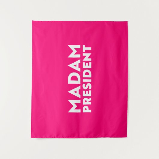 Madam President moderne typografie wit heet roze Wandkleed (Voorkant)