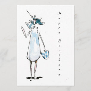 Madame à déjeuner carte de joyeux anniversaire