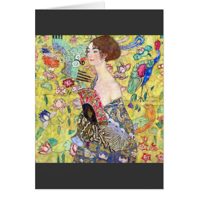 Madame avec la fan par Gustav Klimt (Devant)