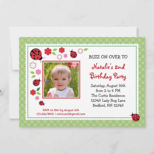 Madame Bug Birthday Photo Invitation (Devant)