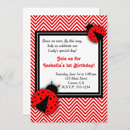 Madame Bug Party Invitations (Devant / Derrière)