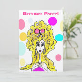 Madame Cartoon Invitation de cheveux de fête (Debout devant)