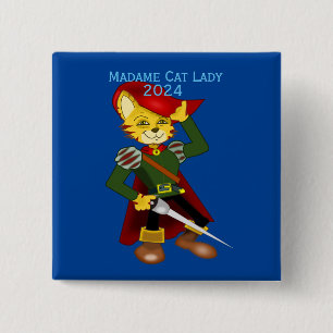 Madame Cat Lady 2024 voor President Thunder_Cove Vierkante Button 5,1 Cm